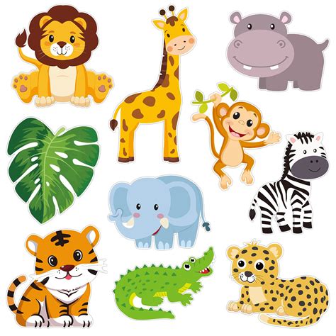 Buy OUNENO 30 Pieces Jungle Animal Cutouts Safari Jungle Cut-Outs for ...