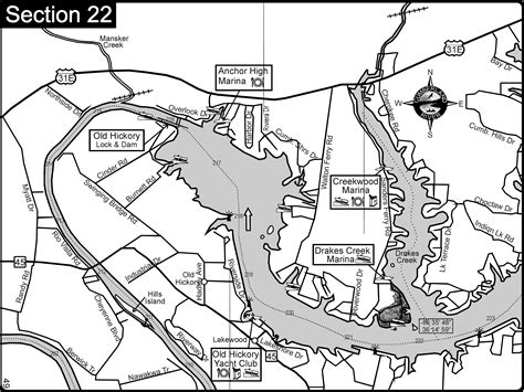 Old Hickory Lake-Cumberland River Map - Nashville TN • mappery