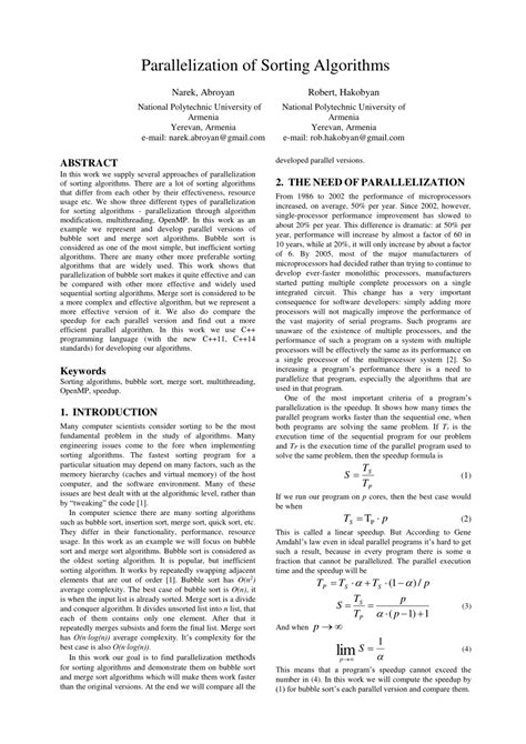 (PDF) Parallelization of Sorting Algorithms