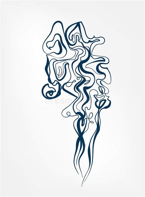 Smoke Line Art Sketch Outline Isolated Design Element Cosmetics Vector ...