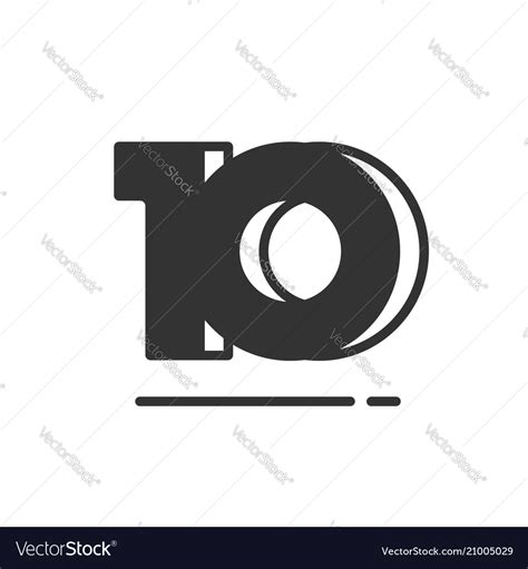 Number 10 symbol simple black and white Royalty Free Vector