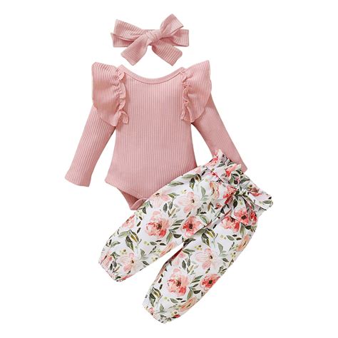 Odeerbi Baby Girls Clothes Baby Rompers Newborn Infant Outfits Ruffle ...