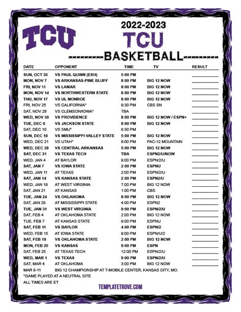 Printable Tcu Football Schedule 2024 2024 - Farica Loraine