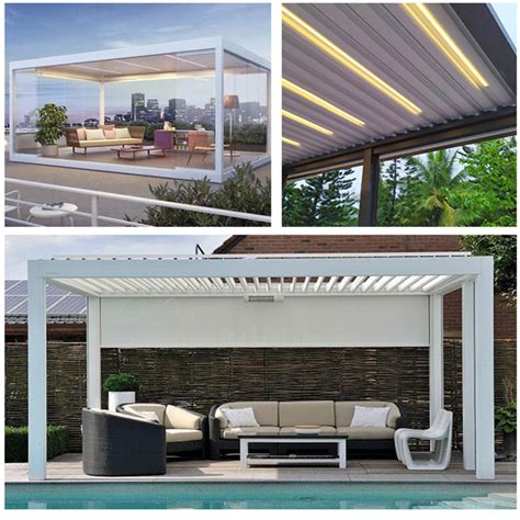 New Modern Quality Aluminum Waterproof Roof Louvered Pergola Lean To W ...