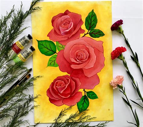 Acrylic painting for beginners | Floral Illustration | Flower painting ...