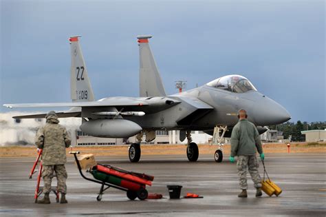 U.S. Air Force 67th Fighter Squadron crew chiefs stand ready to assist ...