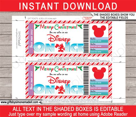 Christmas Disney on Ice Gift Ticket Template | Gift Voucher