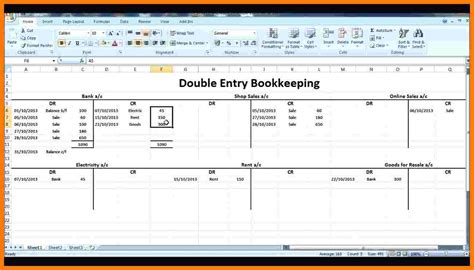 Double Entry Bookkeeping Spreadsheet in Excel Double Entry Bookkeeping ...