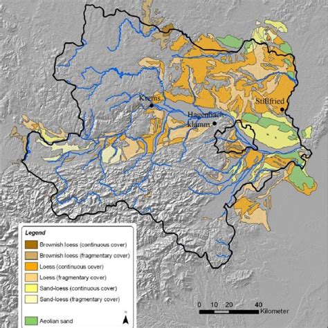 Map of the loess distribution in Lower Austria according to ...