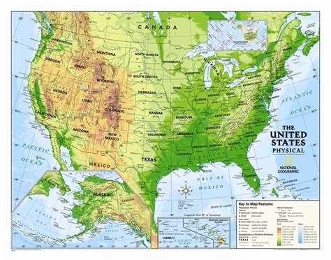 National Geographic Maps Kids Physical USA Wall Map (Graded 4-12 ...