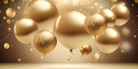 Premium Photo | Gold air balloons birthday party template background