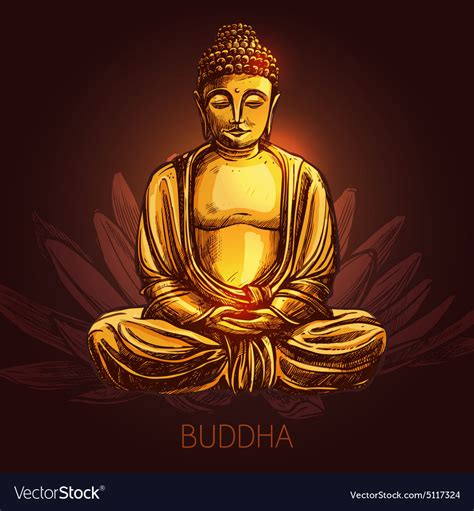 Buddha on lotus flower Royalty Free Vector Image