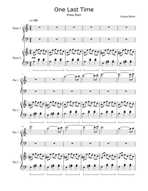 One Last Time Sheet music for Piano | Download free in PDF or MIDI ...