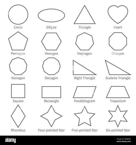 Basic geometric outline flat shapes. Educational geometry vector ...