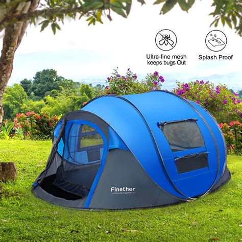 Camping Tents 5 Person Pop Up Tent Easy Up Instant Setup Ventilated [2 ...