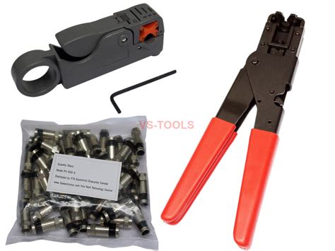 50pcs RG6 Compression Connectors Compression Tool w/ Cable ...