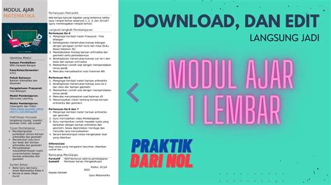 Template Modul Ajar Kurikulum Merdeka Paud Pdf Matematika Kelas 1 - Riset