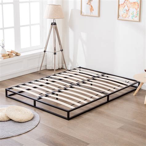 Bed Frame Mecor Metal Platform Wood Slats King Size - Walmart.com ...