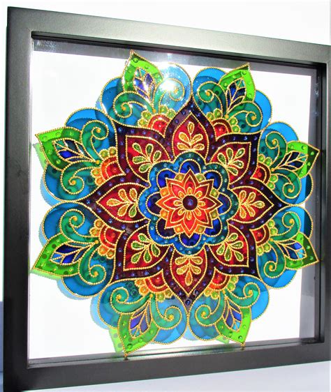 Mandala art Glass painting Bohemian decor Stained glass Glass | Etsy