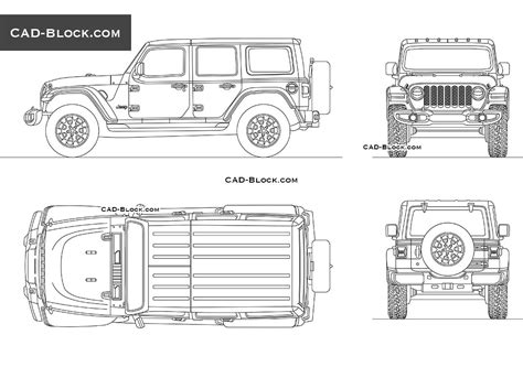 Jeep Wrangler AutoCAD Block, Car CAD drawings in DWG