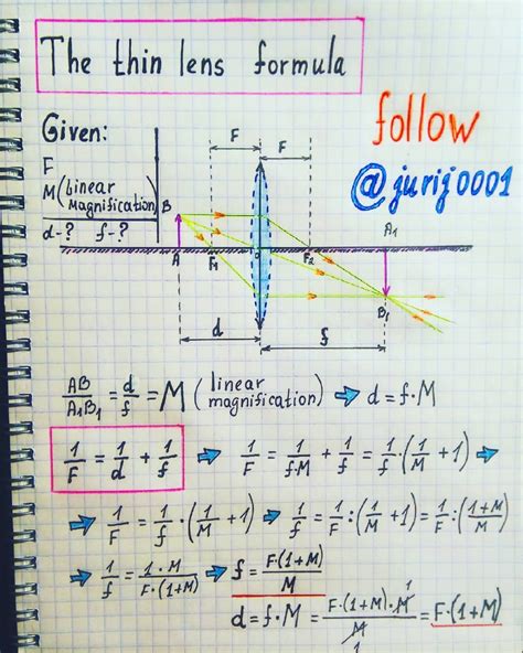 The thin lens formula Follow 👉 @jurij0001 Experiments follow to my ...