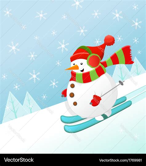 Skiing snowman Royalty Free Vector Image - VectorStock