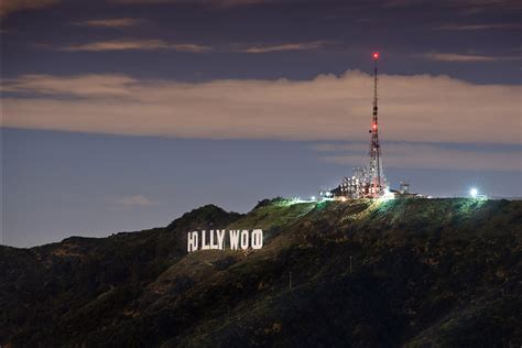 hollywood sign by night photo | One Big Photo