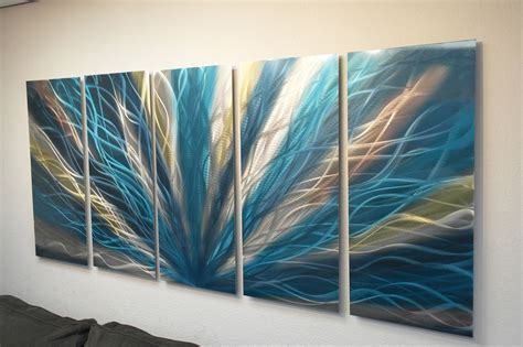 Radiance Teal 36x79 - Metal Wall Art Abstract Sculpture Modern Decor ...