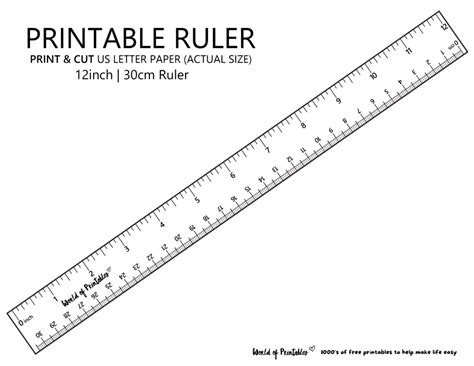 12 Inch Actual Size Printable Ruler