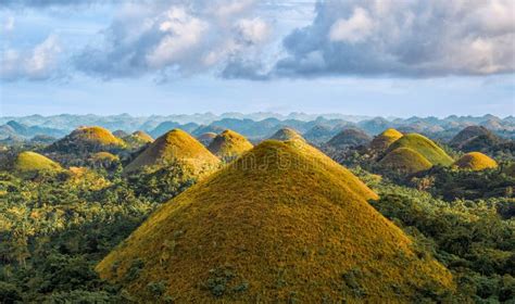 Famous Chocolate Hills Aerial Drone View Stock Image - Image of island ...