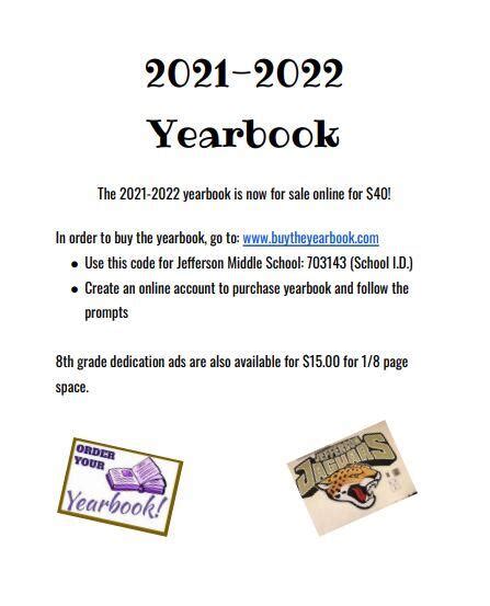 Yearbook Pre-orders | Jefferson Middle School