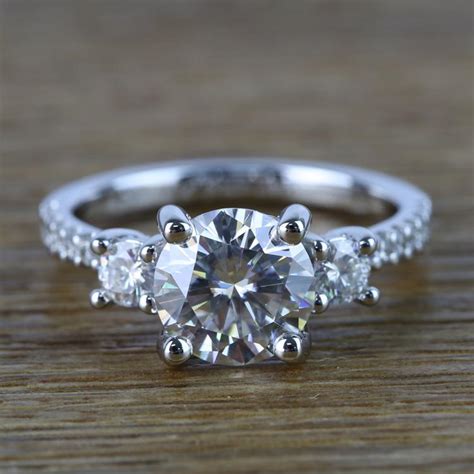 Three-Stone Round Moissanite Engagement Ring (2 Carat)