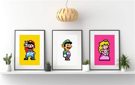 Super Mario, Luigi & Princess Peach A4 Set of 3 Poster Prints, Triple ...