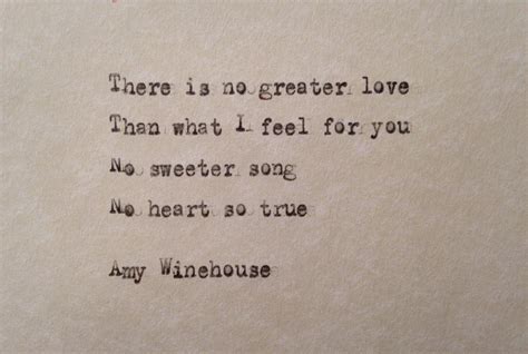 Amy Winehouse (There is) No Greater Love lyrics hand typed on antique ...