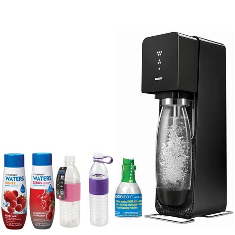 SodaStream Source Home Soda Maker Starter Kit, Black, 2 Hydra Bottles ...