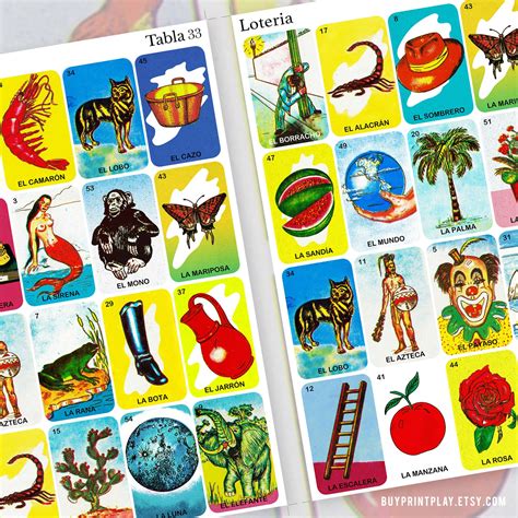 40 Mexican Loteria Cards Loteria Mexicana Imprimible - Etsy