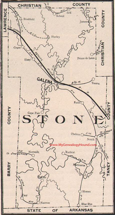 Stone County, Missouri 1904 Map, Galena, MO