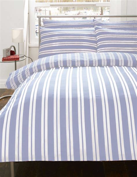 Blue & White Stripe Flannelette DiscountBoys Bedding / Duvet Cover Set ...