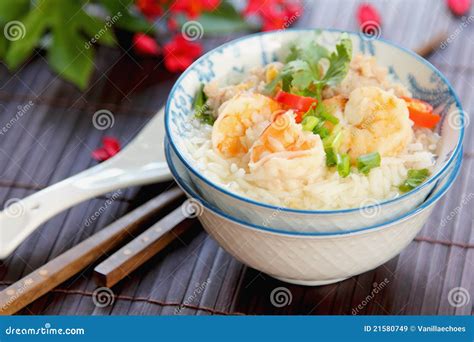 Rice Soup with Prawn and Mince Pork Stock Image - Image of dinner ...