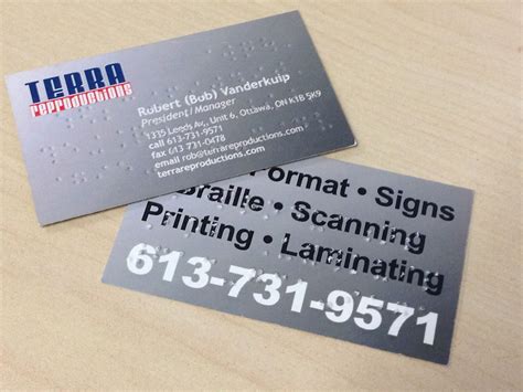 Braille Business Cards - Terra Reproductions