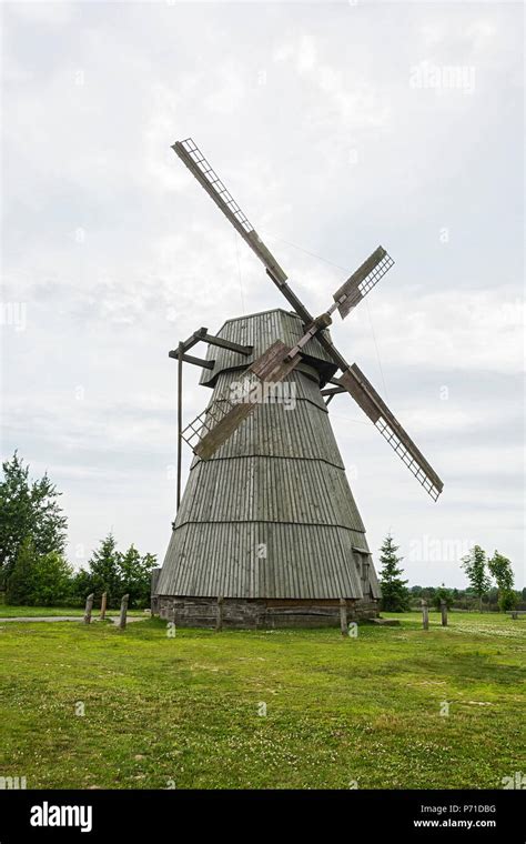 Rural color and ancient architecture. Windmill for grinding grain into ...