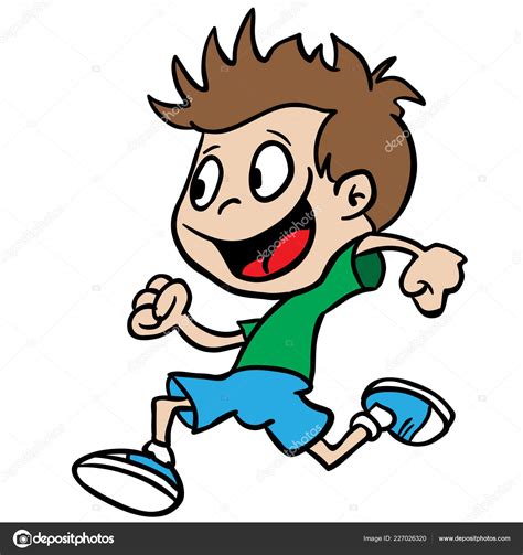 Boy Running Cartoon Isolated White Stock Vector Image by ©ainsel #227026320