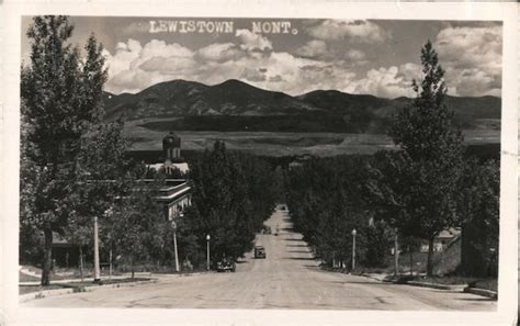 View of the Mountains from the Street Lewistown, MT Postcard