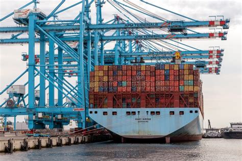 Maersk Container Ship Port of Rotterdam Editorial Image - Image of ...