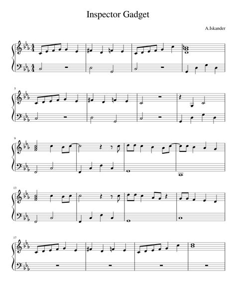 Inspector Gadget sheet music for Piano download free in PDF or MIDI