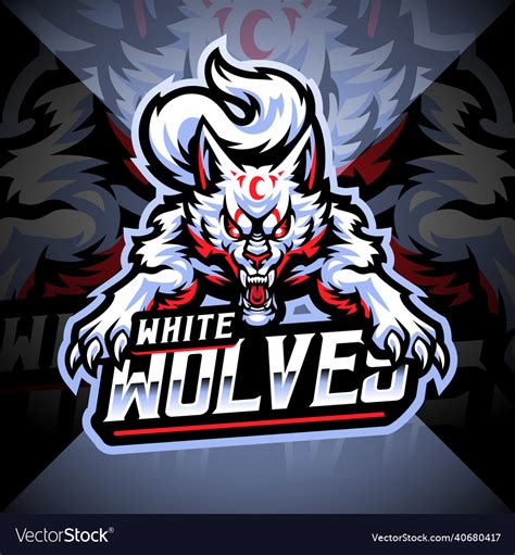 White wolf esport mascot logo design Royalty Free Vector