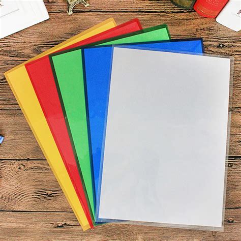 20PCS A4 Size L Type Clear Transparent Plastic File Document Folder ...