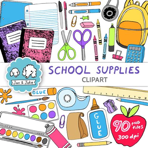 School Supplies Clipart School Supply Clip Art Pencil - Etsy