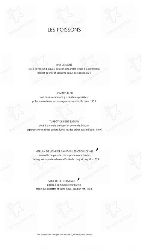 Menu at Epicure restaurant, Paris, 112 Rue du Faubourg Saint-Honoré