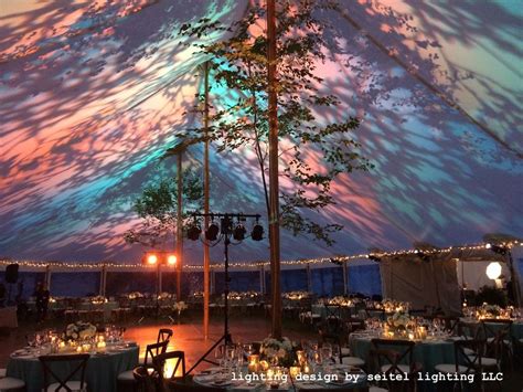 A gobo lighting design in a sailcloth wedding tent at The Mount. The ...